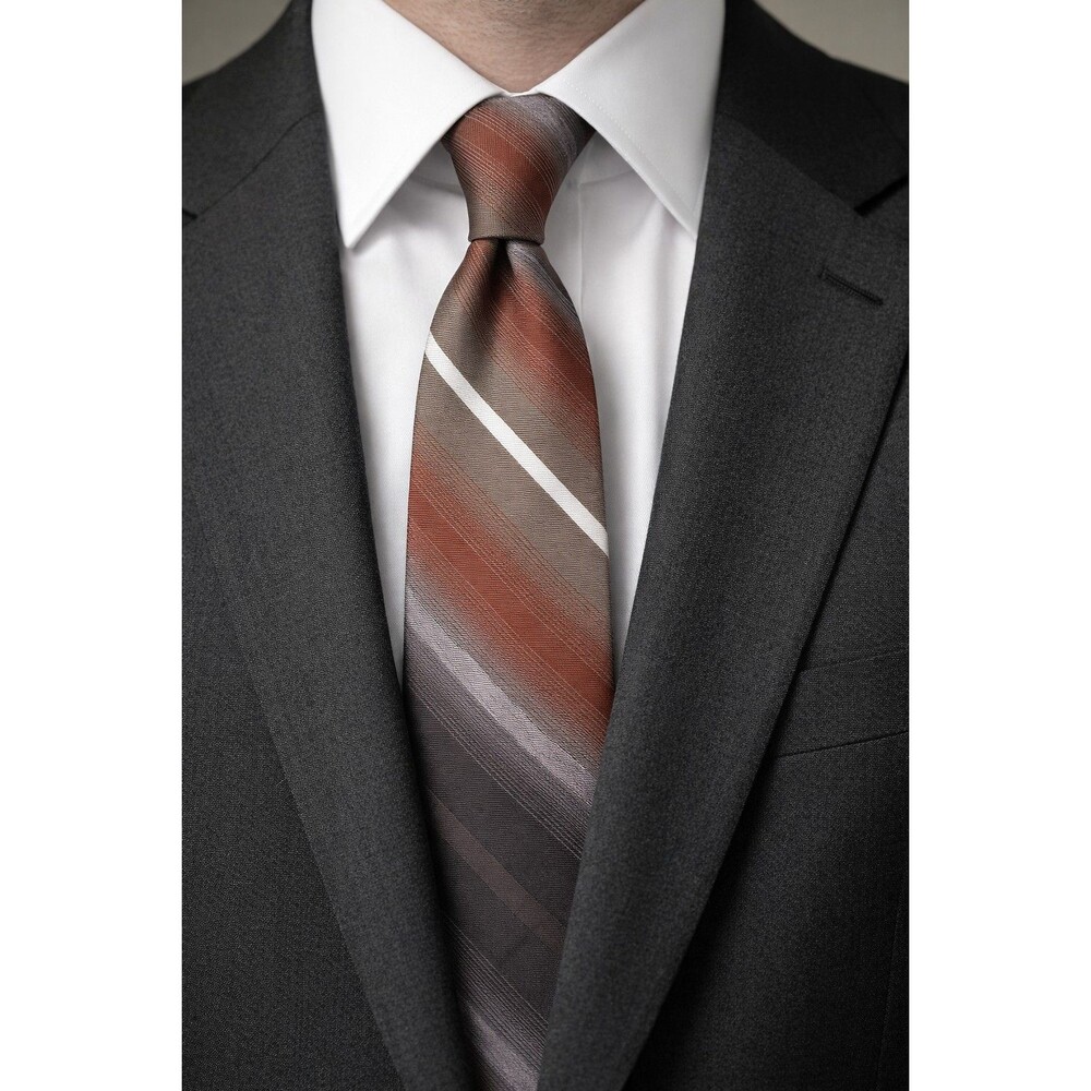 Tie 70s 80s 90s Y2K New Vintage  Crescent Bay Brown Gray White  3.5 Wide 54 Long
